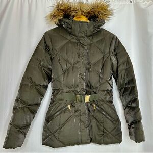 The North Face green metallic down puffer jacket hooded 660 size medium